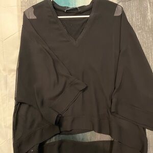 Zara Sheer-Sleeved Lined Flowy Chiffon Top